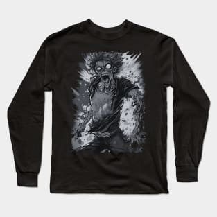 Zombie comic book style black and white Long Sleeve T-Shirt